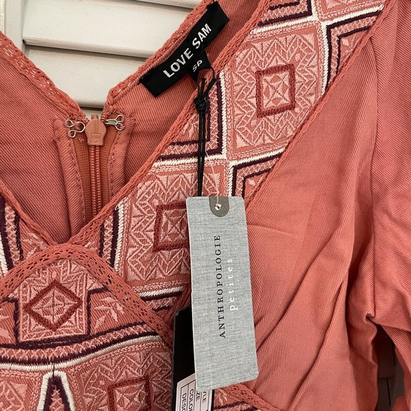 Anthropologie Love Sam Embroidered Monterey Dress - Natural Pink Rose - Picture 8 of 12